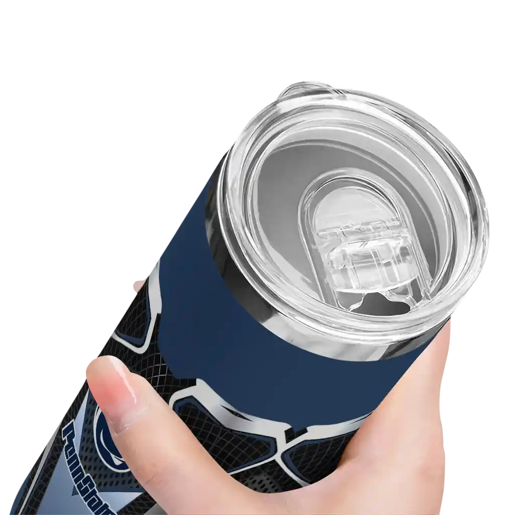 customized-penn-state-nittany-lions-superman-emblem-blue-black-skinny-tumbler-high-quality.webp