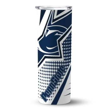Customized Penn State Nittany Lions Web Stripes Blue White Skinny Tumbler