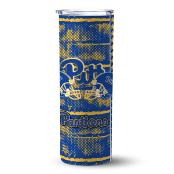Customized Pittsburgh Panthers Chevron Patch Royal Blue Skinny Tumbler