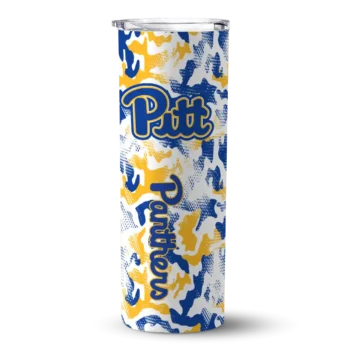 Customized Pittsburgh Panthers Claw Marks Royal Blue White Skinny Tumbler