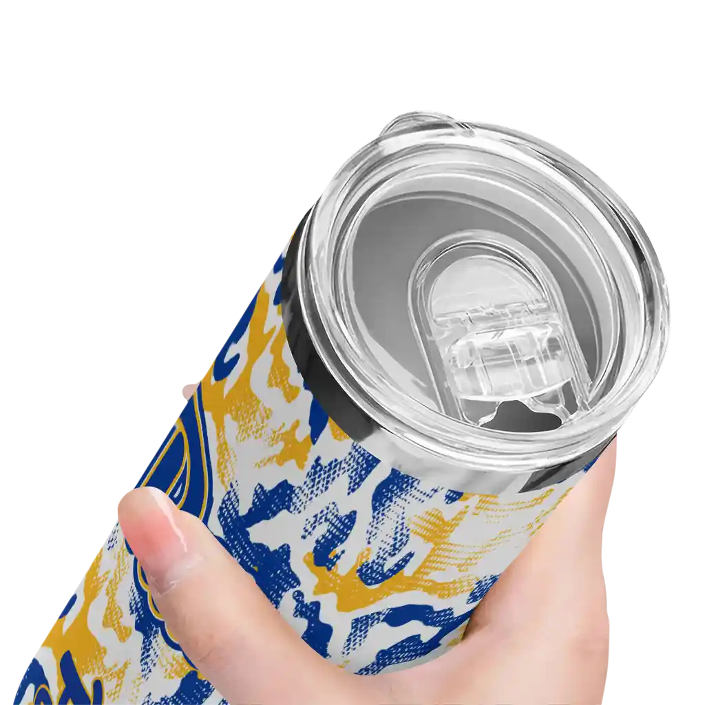 customized-pittsburgh-panthers-claw-marks-royal-blue-white-skinny-tumbler-high-quality.webp
