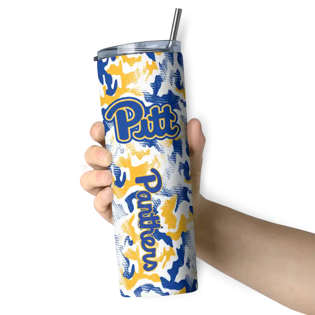 customized-pittsburgh-panthers-claw-marks-royal-blue-white-skinny-tumbler-premium-grade.webp