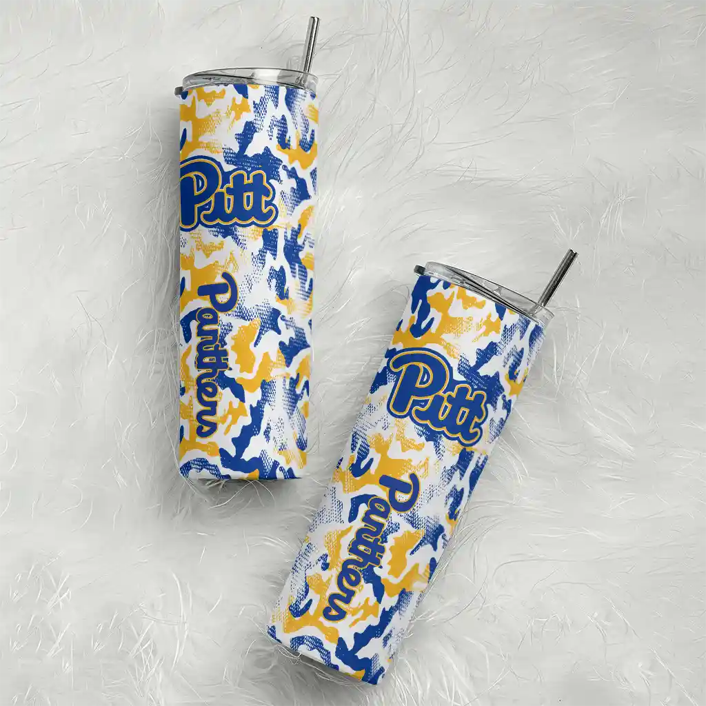 customized-pittsburgh-panthers-claw-marks-royal-blue-white-skinny-tumbler-top-rated.webp