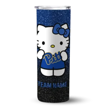 Customized Pittsburgh Panthers Hello Kitty Royal Blue Black Skinny Tumbler