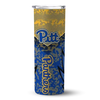 Customized Pittsburgh Panthers Spiral Burst Print Royal Blue Skinny Tumbler