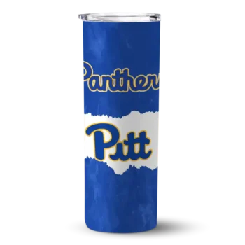 Customized Pittsburgh Panthers Torn Band Royal Blue White Skinny Tumbler