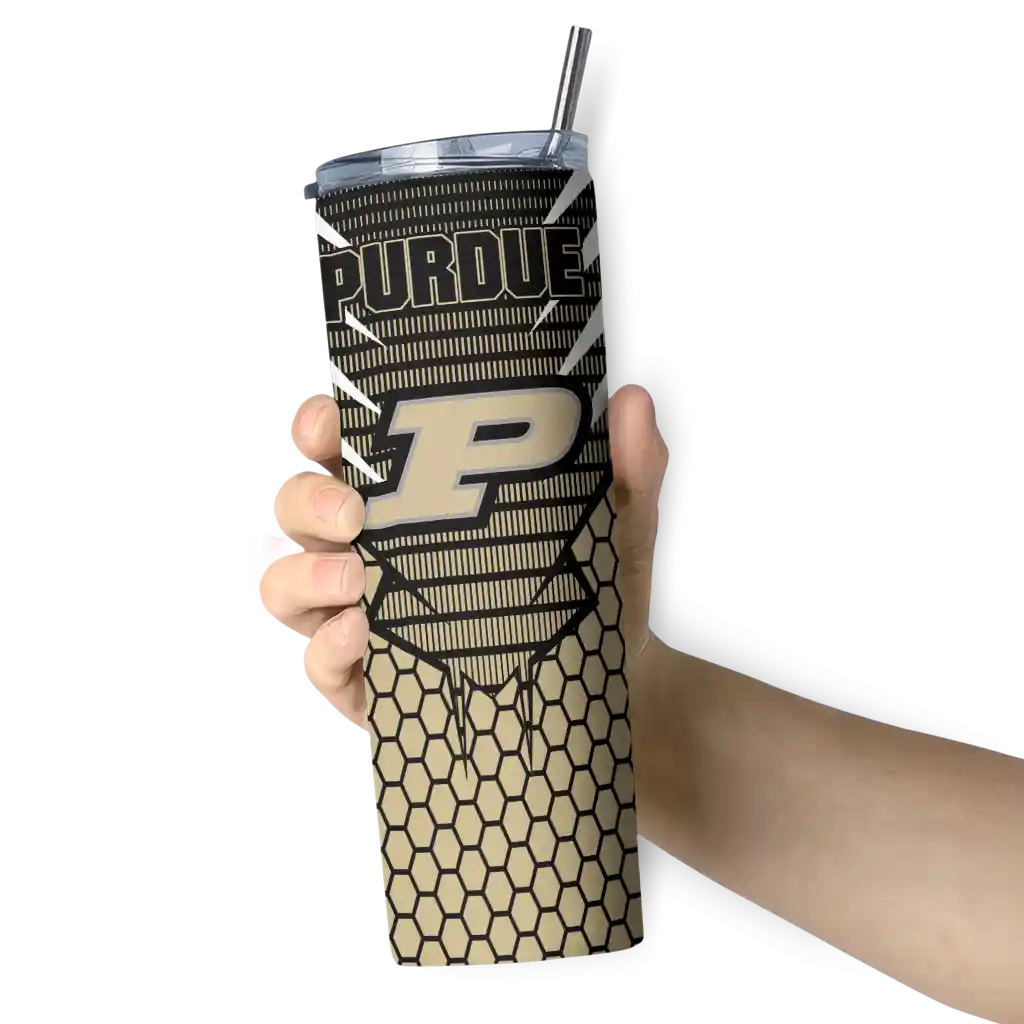 customized-purdue-boilermakers-chevron-stripes-gold-skinny-tumbler-premium-grade.webp