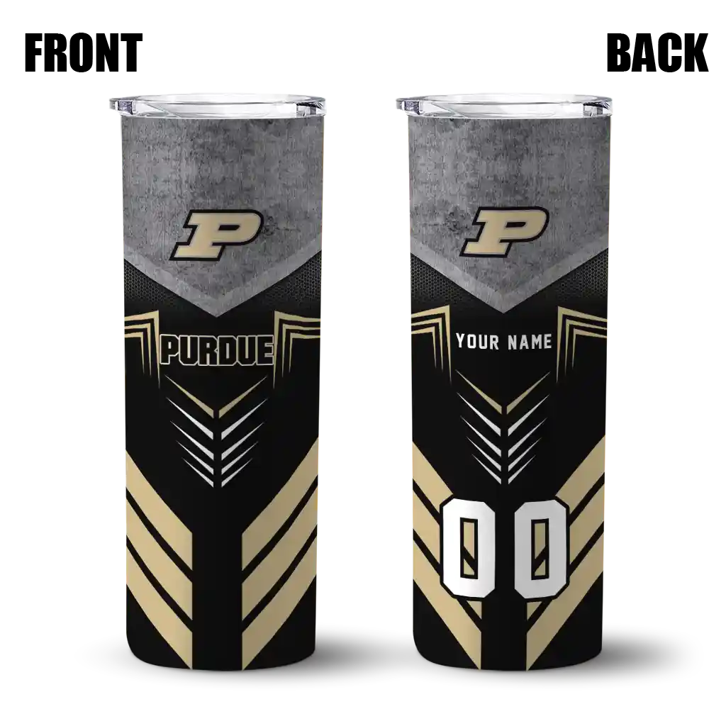 customized-purdue-boilermakers-hexagon-honeycomb-gold-black-skinny-tumbler-fashion-forward.webp