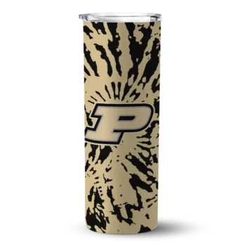 Customized Purdue Boilermakers Metallic Grid Gold Skinny Tumbler