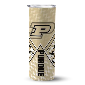 Customized Purdue Boilermakers Monogram Burst Gold White Skinny Tumbler