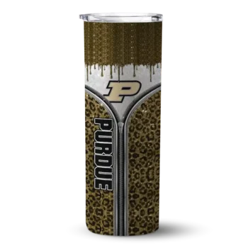 Customized Purdue Boilermakers Sparkle Drip Gold Skinny Tumbler