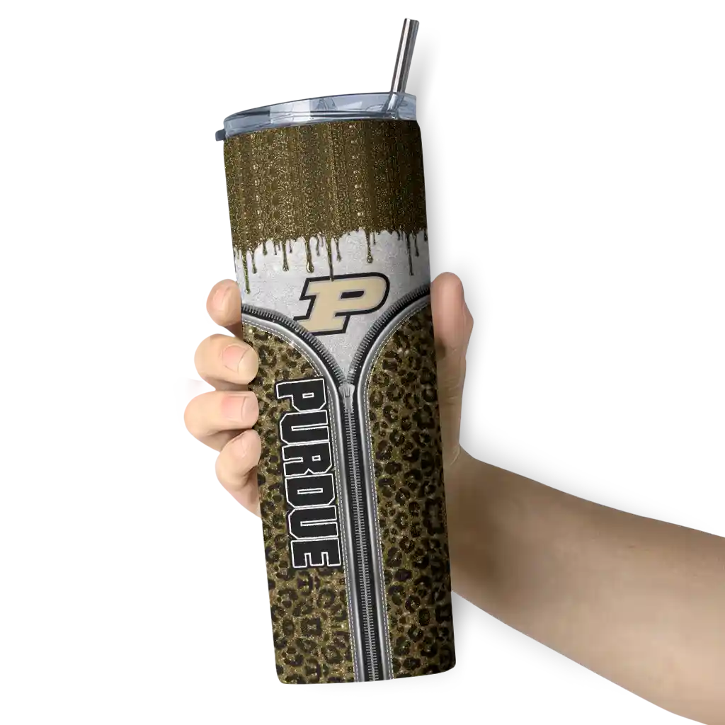 customized-purdue-boilermakers-sparkle-drip-gold-skinny-tumbler-premium-grade.webp