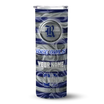 Rice Owls Tumber - Customized Patterned Waves Skinny Navy Blue
