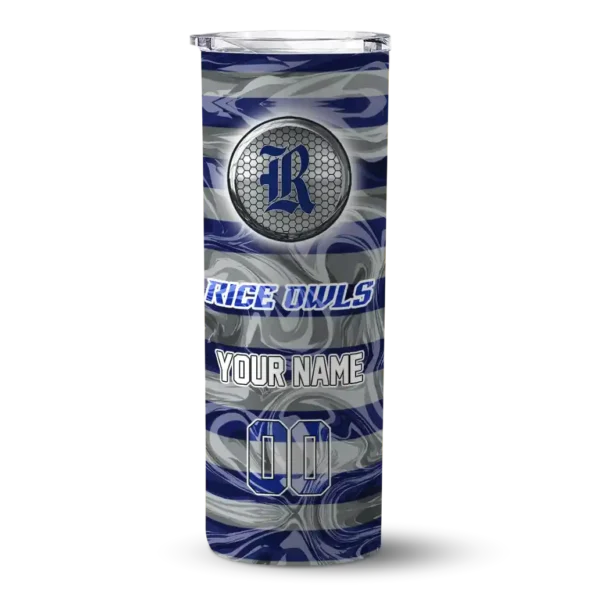 customized rice owls patterned waves navy blue skinny tumbler best selling