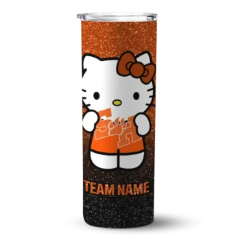 Customized Sam Houston Bearkats Hello Kitty Orange Black Skinny Tumbler
