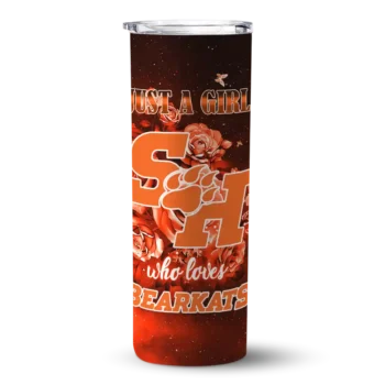 Customized Sam Houston Bearkats Rose Romance Orange Black Skinny Tumbler