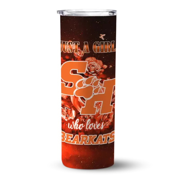 customized sam houston bearkats rose romance orange black skinny tumbler best selling
