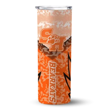 Customized Sam Houston Bearkats Spiral Burst Print Orange Skinny Tumbler