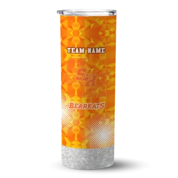 Customized Sam Houston Bearkats Starburst Tiles Orange Skinny Tumbler