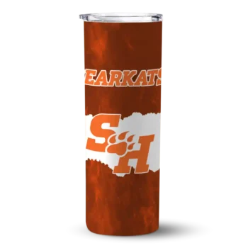 Customized Sam Houston Bearkats Torn Band Orange White Skinny Tumbler