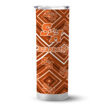 Customized Sam Houston Bearkats Zipper Leopard Orange Skinny Tumbler
