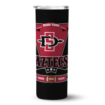 Customized San Diego State Aztecs Helmet Belt Red Black Skinny Tumbler