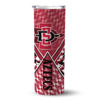 Customized San Diego State Aztecs Monogram Burst Red White Skinny Tumbler