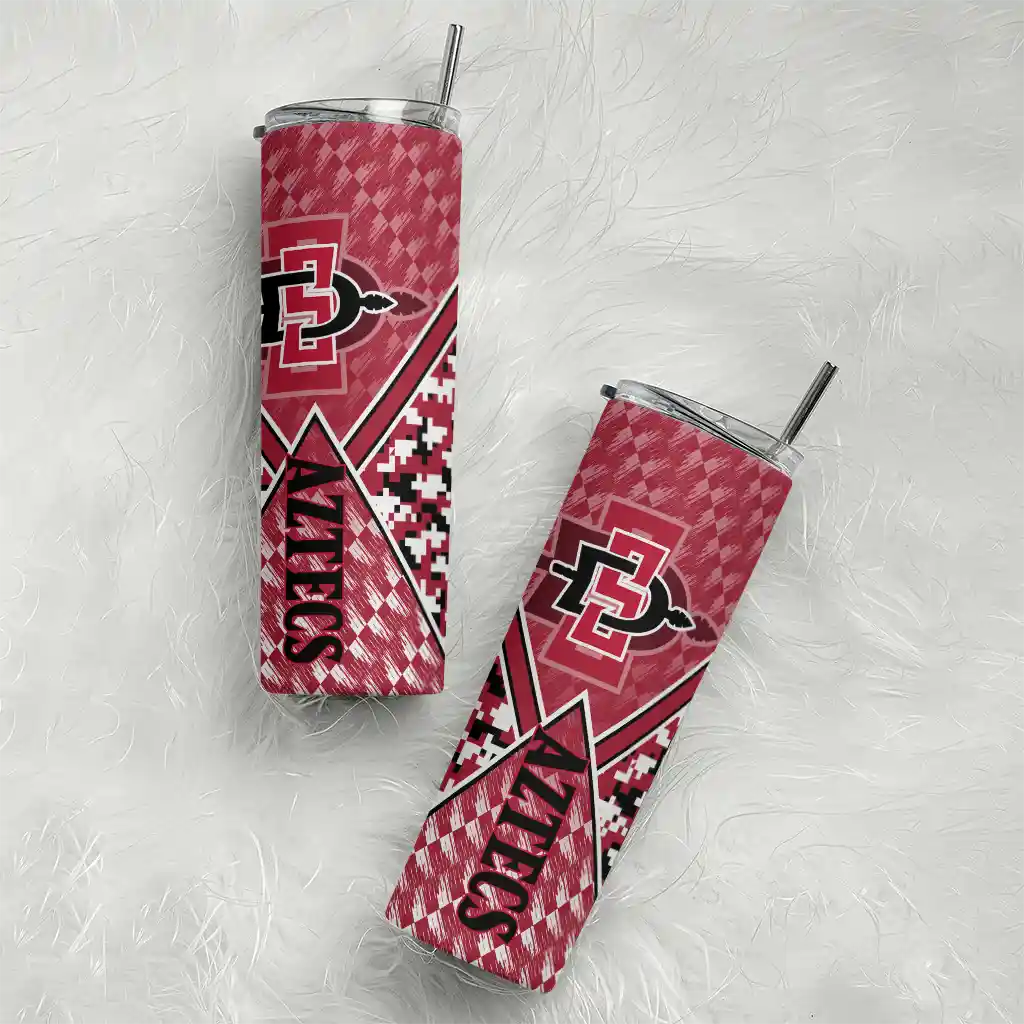 customized-san-diego-state-aztecs-monogram-burst-red-white-skinny-tumbler-top-rated.webp