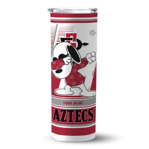 customized san diego state aztecs snoopy dog red white skinny tumbler best selling