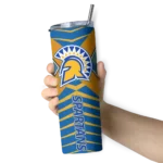 customized-san-jose-state-spartans-camo-texture-blue-skinny-tumbler-best-selling.webp
