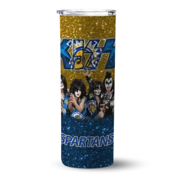 Customized San Jose State Spartans Kiss Band Gold Skinny Tumbler