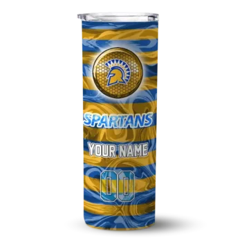Customized San Jose State Spartans Patterned Waves Blue Skinny Tumbler