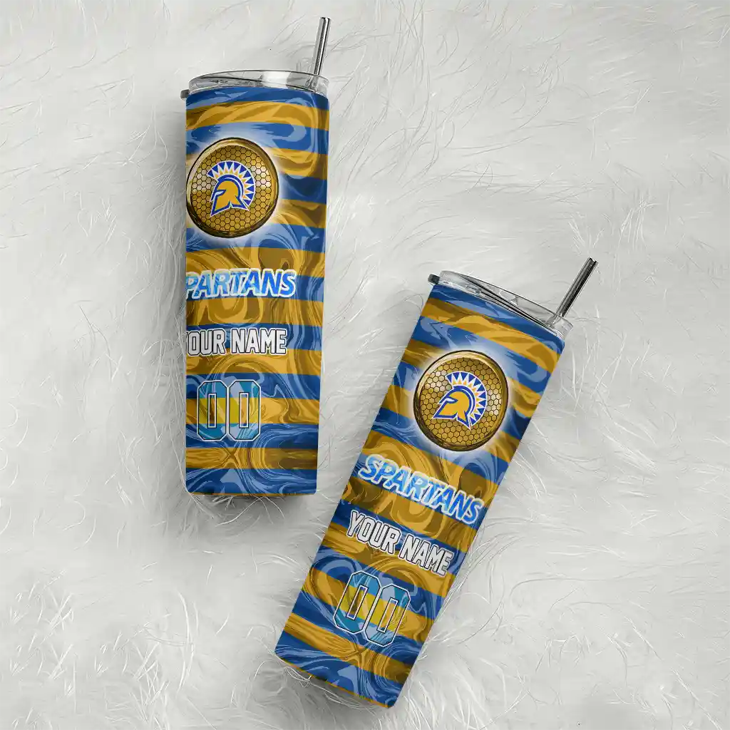 customized-san-jose-state-spartans-patterned-waves-blue-skinny-tumbler-top-rated.webp