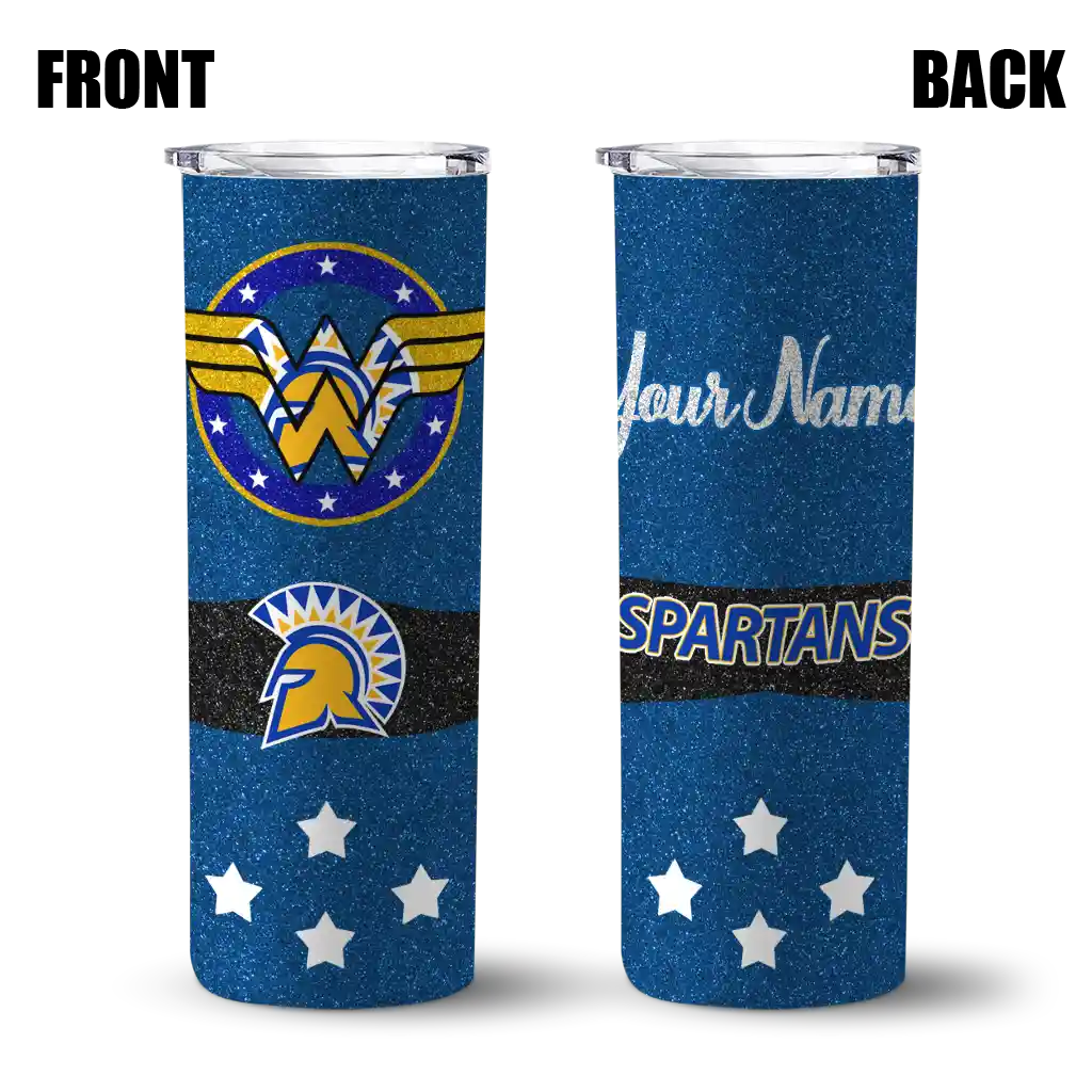 customized-san-jose-state-spartans-star-cluster-blue-skinny-tumbler-fashion-forward.webp