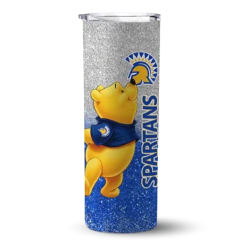 Customized San Jose State Spartans Winnie the Pooh Blue Gray Skinny Tumbler