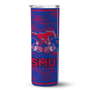 Customized SMU Mustangs Chevron Patch Blue Skinny Tumbler