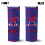 customized-smu-mustangs-chevron-patch-blue-skinny-tumbler-best-selling.webp