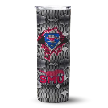 Customized SMU Mustangs Chevron V Blue Gray Skinny Tumbler