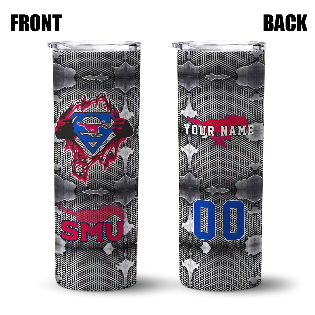 customized-smu-mustangs-chevron-v-blue-gray-skinny-tumbler-fashion-forward.webp