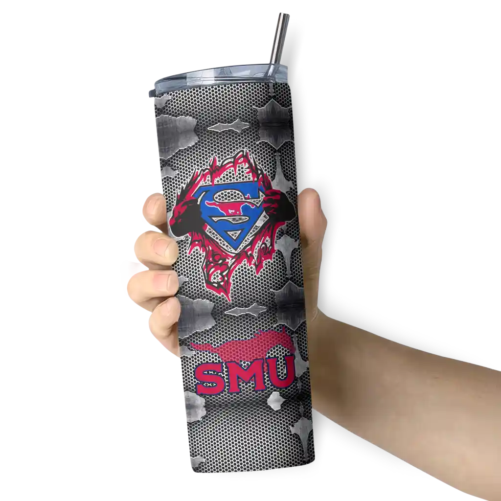 customized-smu-mustangs-chevron-v-blue-gray-skinny-tumbler-premium-grade.webp