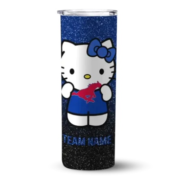 Customized SMU Mustangs Hello Kitty Blue Black Skinny Tumbler