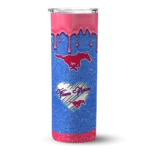 customized-smu-mustangs-pixel-fade-blue-skinny-tumbler-best-selling-1.webp
