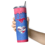customized-smu-mustangs-pixel-fade-blue-skinny-tumbler-best-selling-1.webp