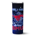 customized-smu-mustangs-rose-romance-blue-black-skinny-tumbler-best-selling.webp