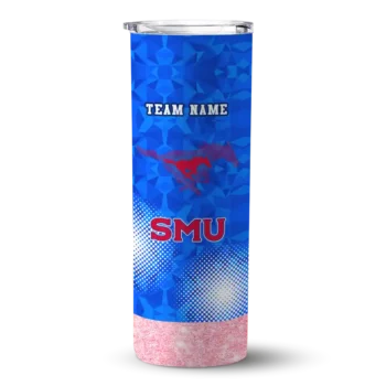 Customized SMU Mustangs Starburst Tiles Blue Skinny Tumbler