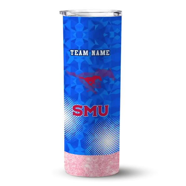 customized smu mustangs starburst tiles blue skinny tumbler best selling