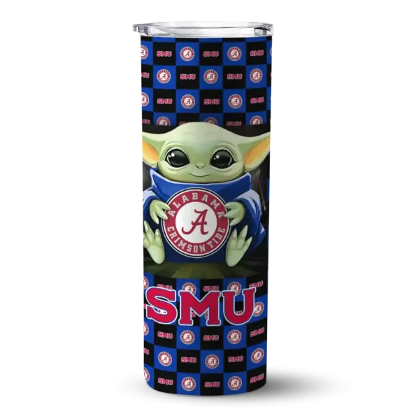 customized smu mustangs yoda cozy blue black skinny tumbler best selling