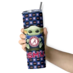 customized-smu-mustangs-yoda-cozy-blue-black-skinny-tumbler-best-selling.webp