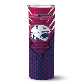 Customized South Alabama Jaguars Chevron Stripes Blue Skinny Tumbler