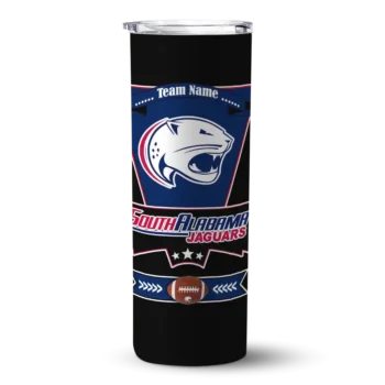 Customized South Alabama Jaguars Helmet Belt Blue Black Skinny Tumbler